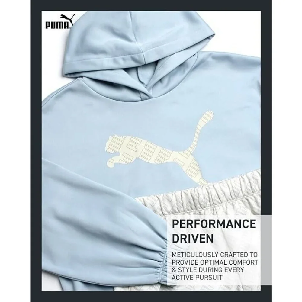 Puma 2 Piece Poly Fleece Hoddie Tricot Short Set Toddlers Size 0-3 Months New
